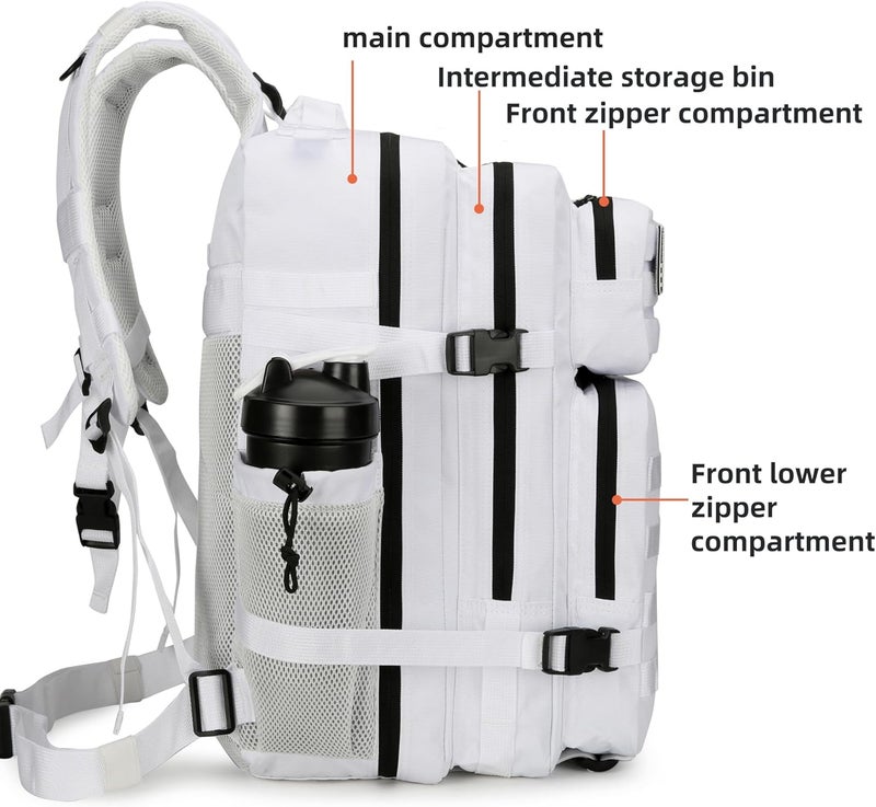 Lovelinks21 45L Tactical Assault Backpack 3 day assault pack with Molle Waterproof backpack Rucksack for Tactical Backpacks (White) - Image 3